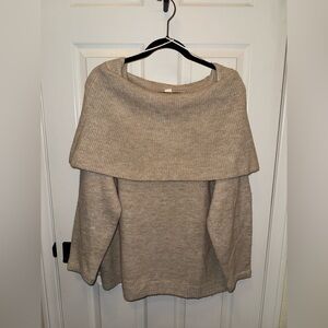Caslon Off-the-Shoulder Beige Sweater